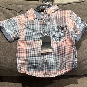 Brand New Ben Sherman Toddler Plaid Button-Up Shirt and Short Set